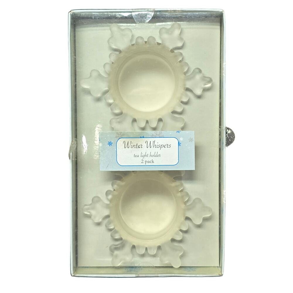 Noteworthy Snowflake Winter Whispers Tea Light Candle Holder 3" Home Decor Snow
